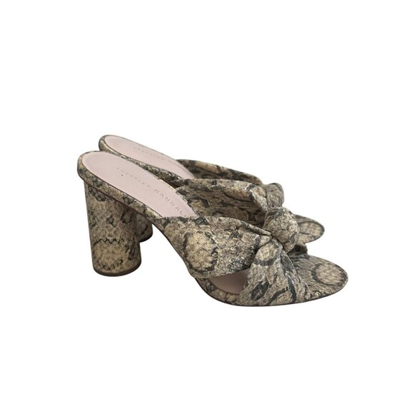 LOEFLLER RANDALL Snake Print Leather Knot Sandals Heels Size 6.5 - Picture 4 of 9